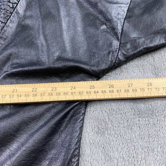 Comint Coat Women's M Black Faux Leather Snake Print Trim Long Trench Argentina - Picture 5 of 12